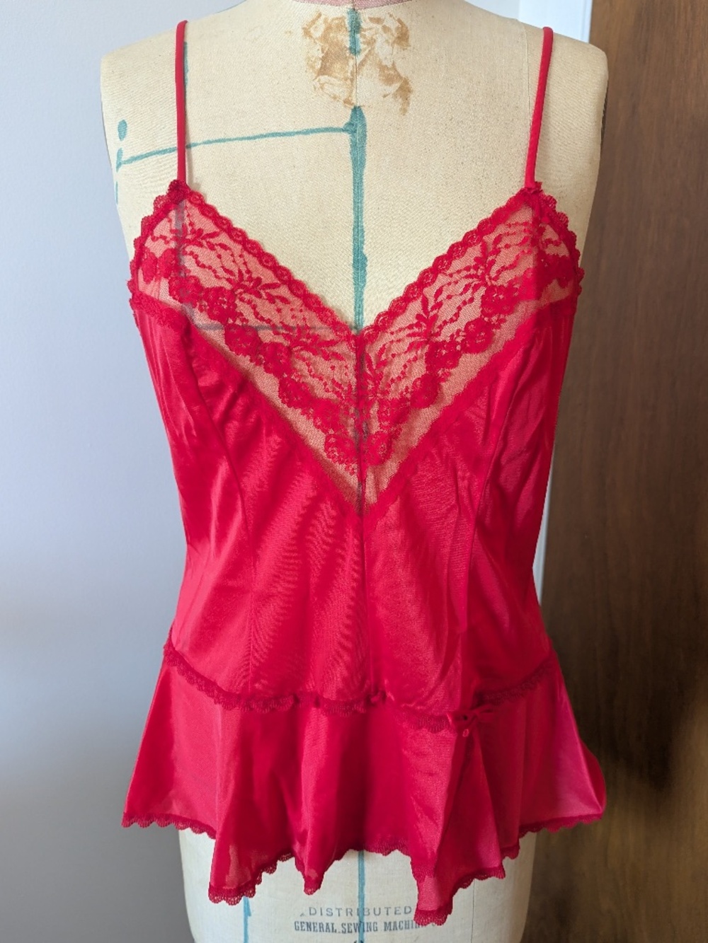 Red vintage lingerie top
